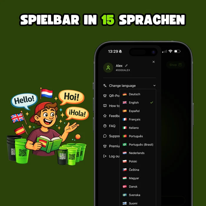 QR-Pong Mehrwegbecher Set (Grün/Schwarz)