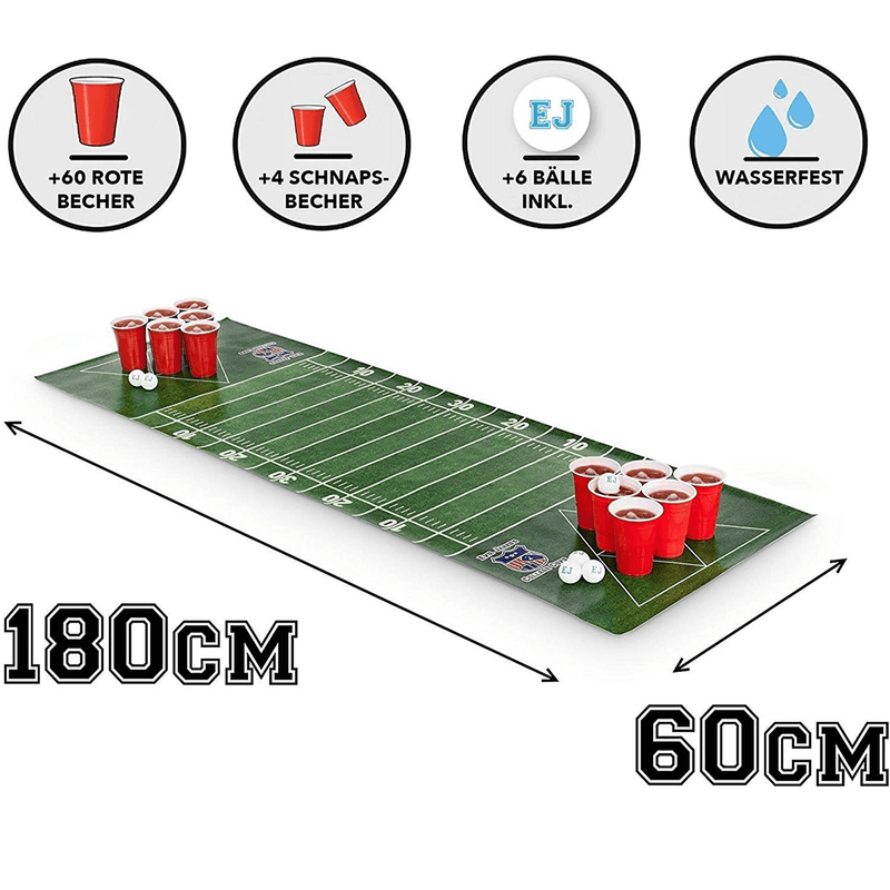 Beer Pong Matte (inkl. 60 Bechern, 4 Shot Cups & 6 Bällen)