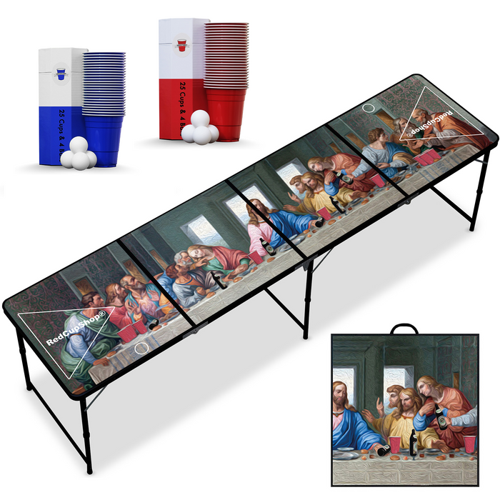 Beer Pong Table Set "Last Supper" – Includes Cups & Balls