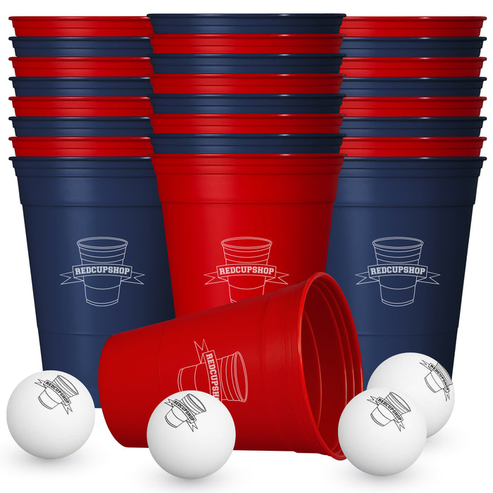 Reusable Beer Pong Cup Set Red/Blue