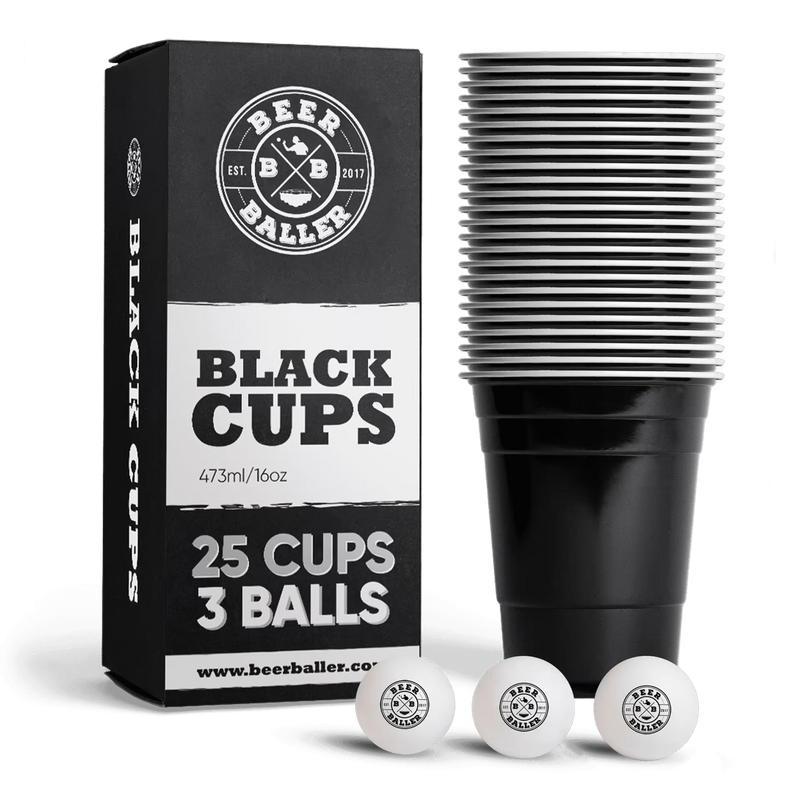 Beer Pong Becher Set Schwarz