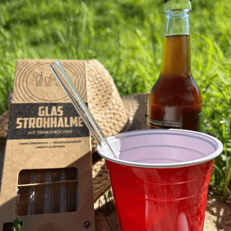 10x Glasstrohhalme mit verschiedenen Trinksprüchen