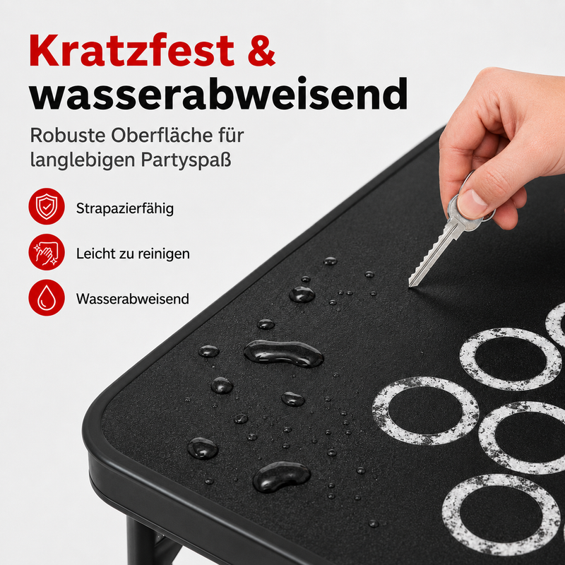 Beer Pong Tisch Set 'Mutligame' inkl. 60 Bechern, 6 Bällen & Racks