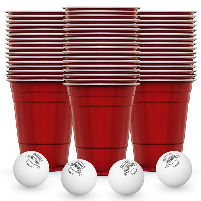 Beer Pong Becher Rot (50x + 4 Bälle)