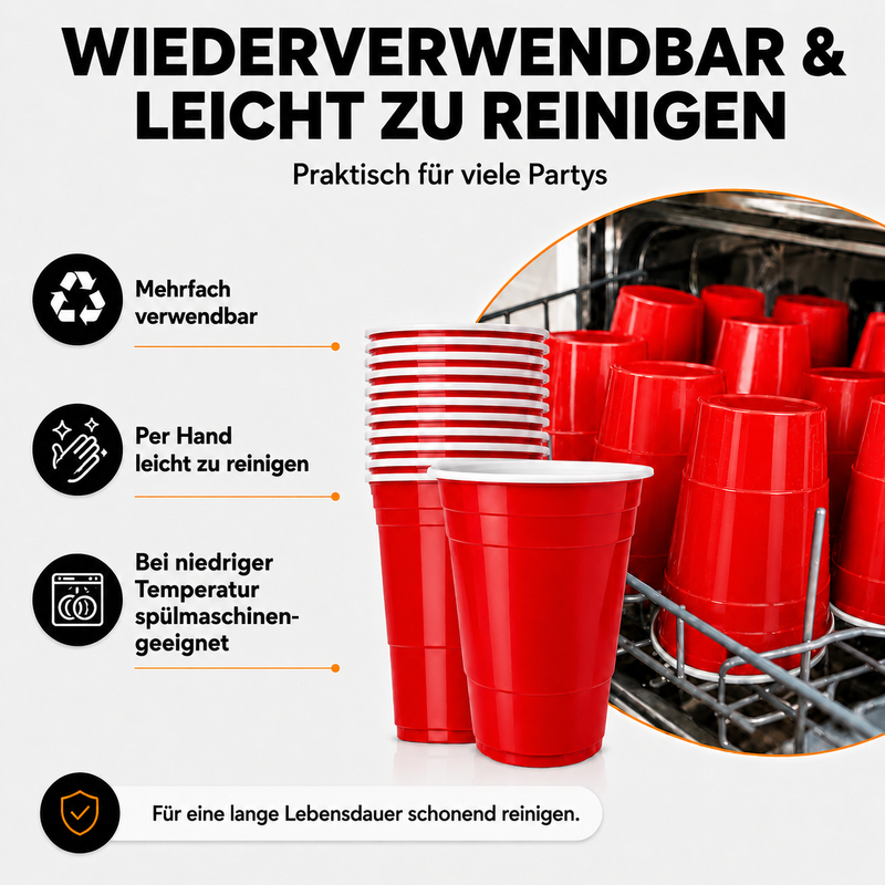 MYBEERPONG® Beer Pong Becher Set (25x inkl. 2 Bällen)