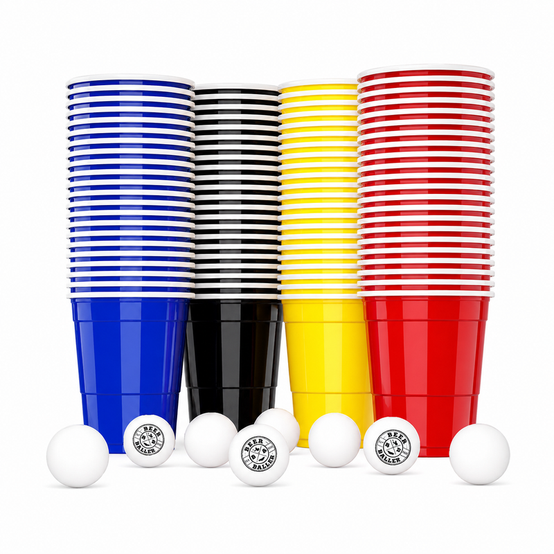 BeerBaller® Beer Pong Becher Set (100x inkl. 12 Bällen)