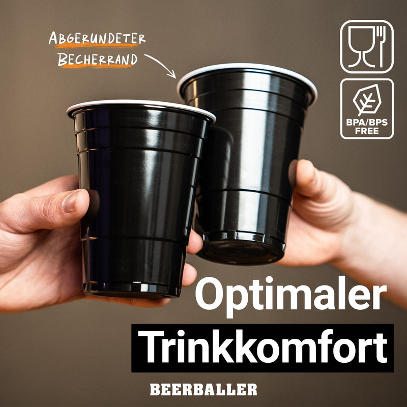 Beer Pong Becher Schwarz (800x + 96 Bälle) - BeerBaller