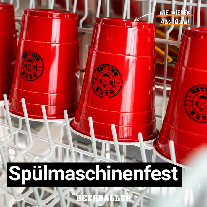 Beer Pong Becher Set Rot mit Logo - BeerBaller
