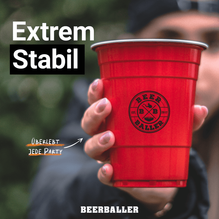 Beer Pong Becher Set Rot mit Logo - BeerBaller