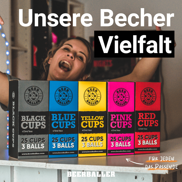 Beer Pong Becher Set Rot mit Logo - BeerBaller