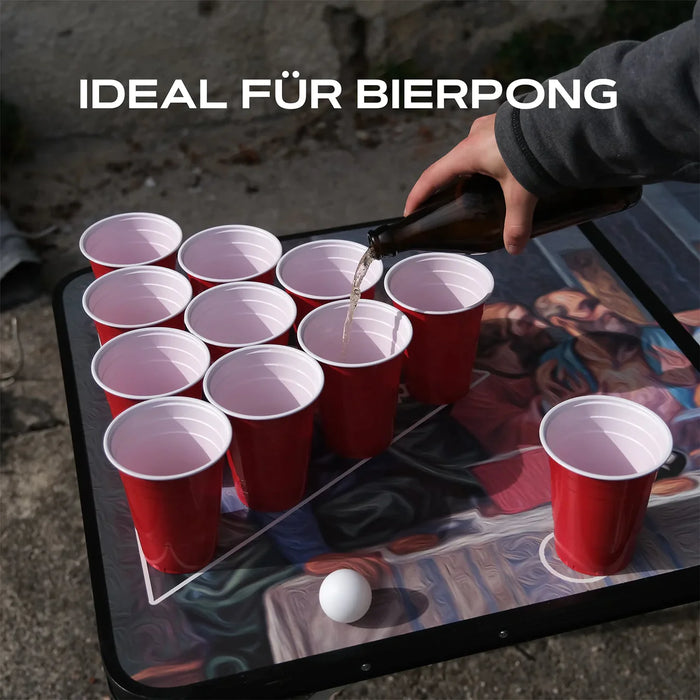 Beer Pong Becher Set (25x Rot/25x Blau + 8 Bälle)