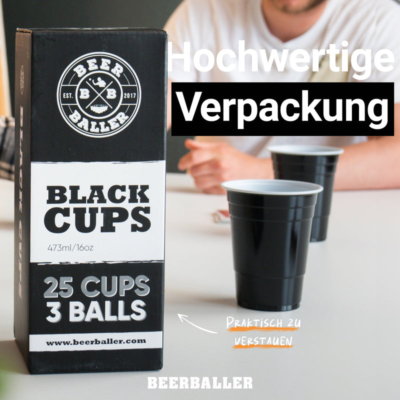 Beer Pong Becher Set Schwarz - BeerBaller