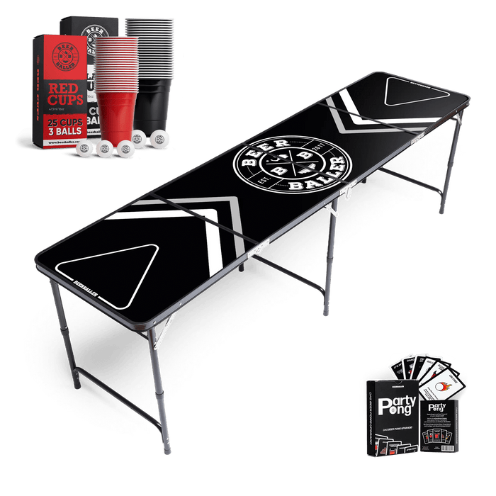 Beer Pong Tisch Set "Allblack" inkl. 50 Becher, 12 Bälle & Party Pong - BeerBaller