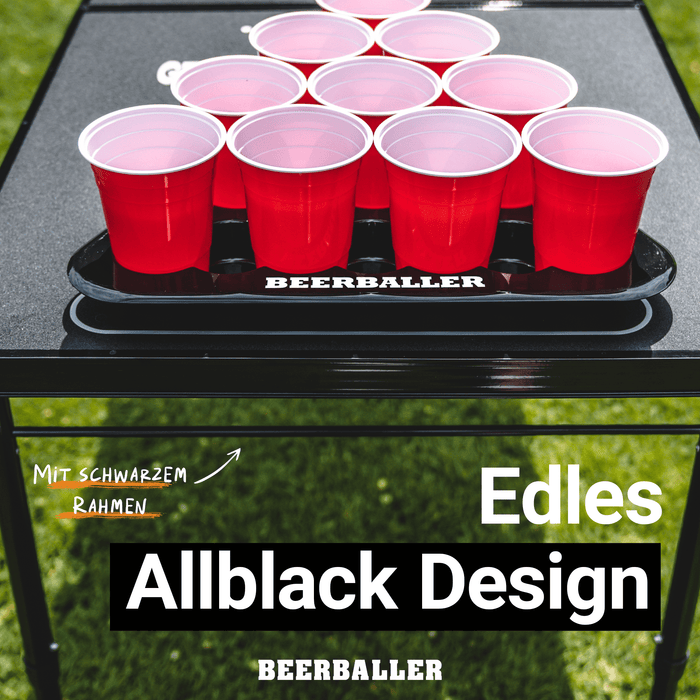 Beer Pong Tisch Set "Allblack" inkl. 50 Becher, 12 Bälle & Party Pong - BeerBaller