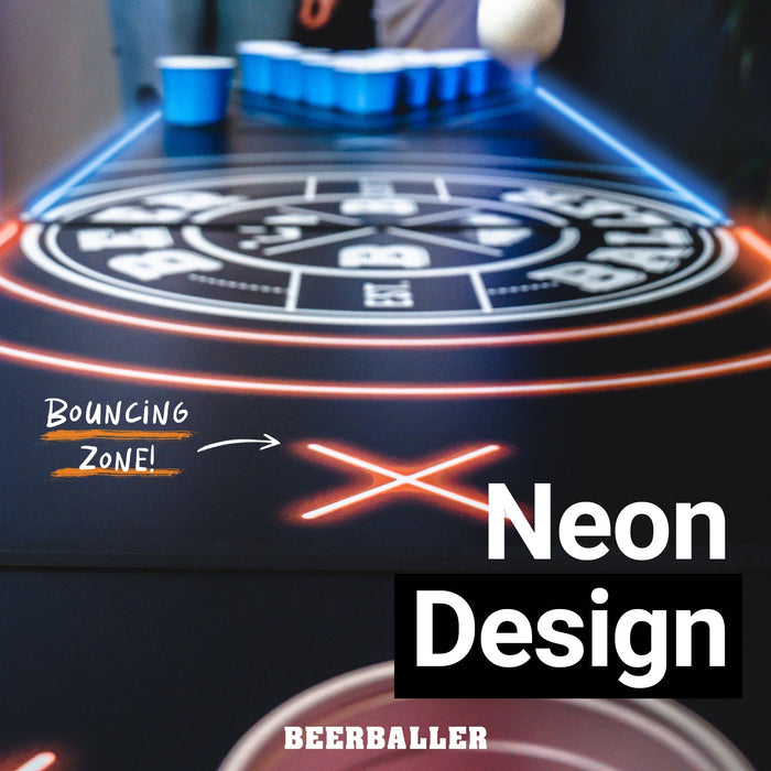 Beer Pong Tisch Set "LED NEON" inkl. 50 Becher, 12 Bälle & Party Pong - BeerBaller