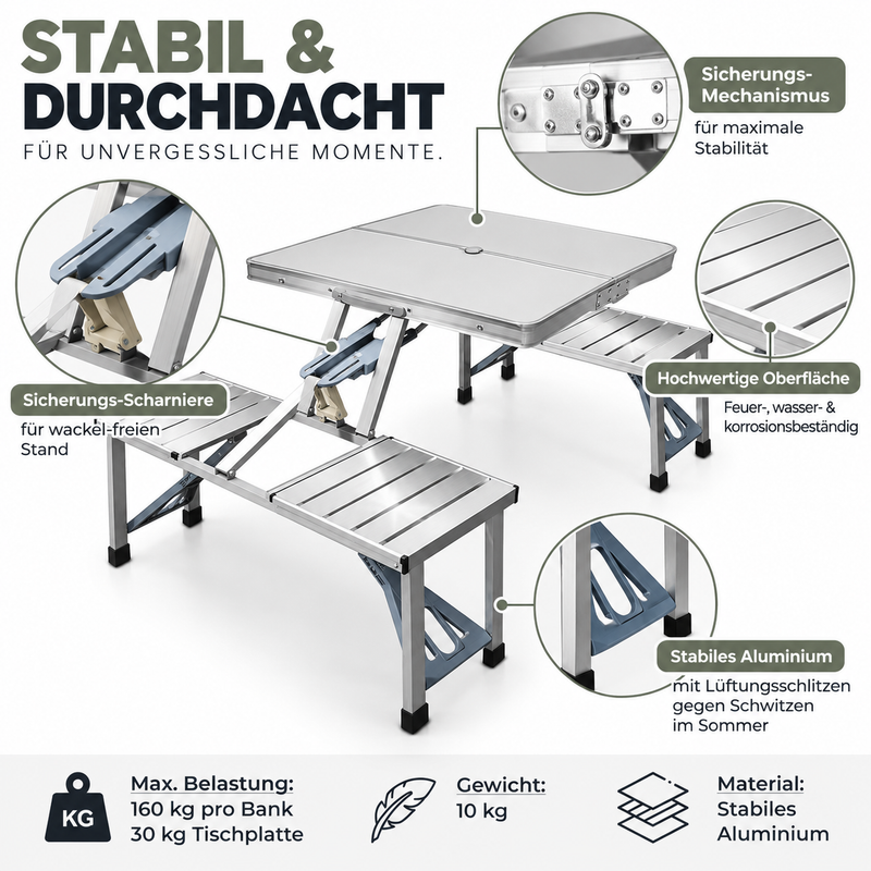 WILDVIVAL® Campinggarnitur mit 4 Sitzen