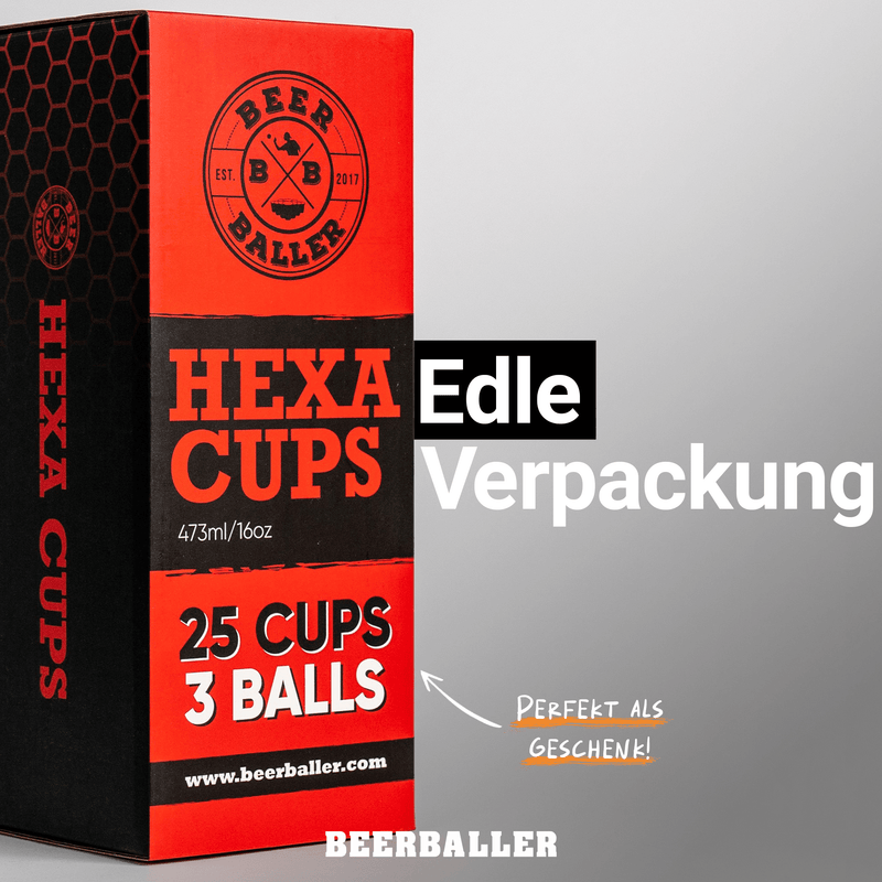 Hexa Beer Pong Becher Set Rot - BeerBaller