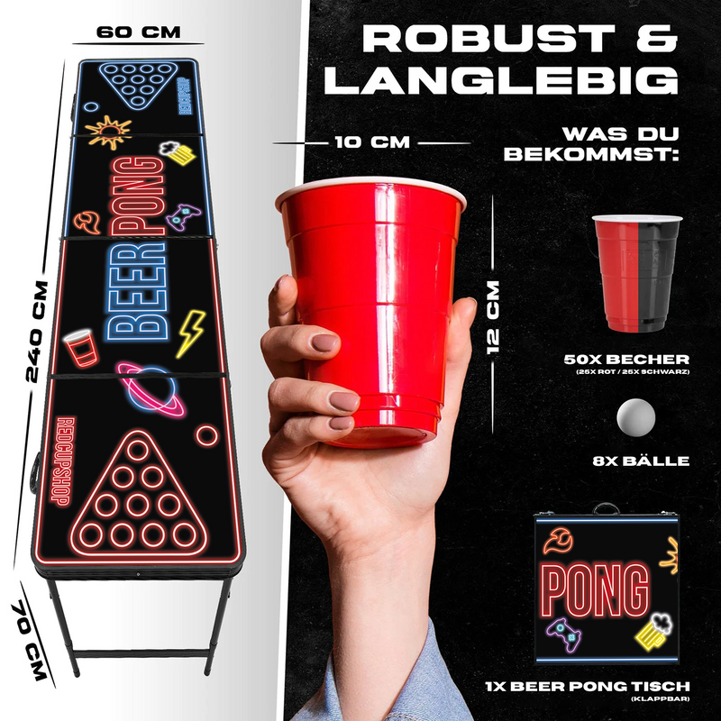 Beer Pong Table Set "RedCupShop" including Cups & Balls