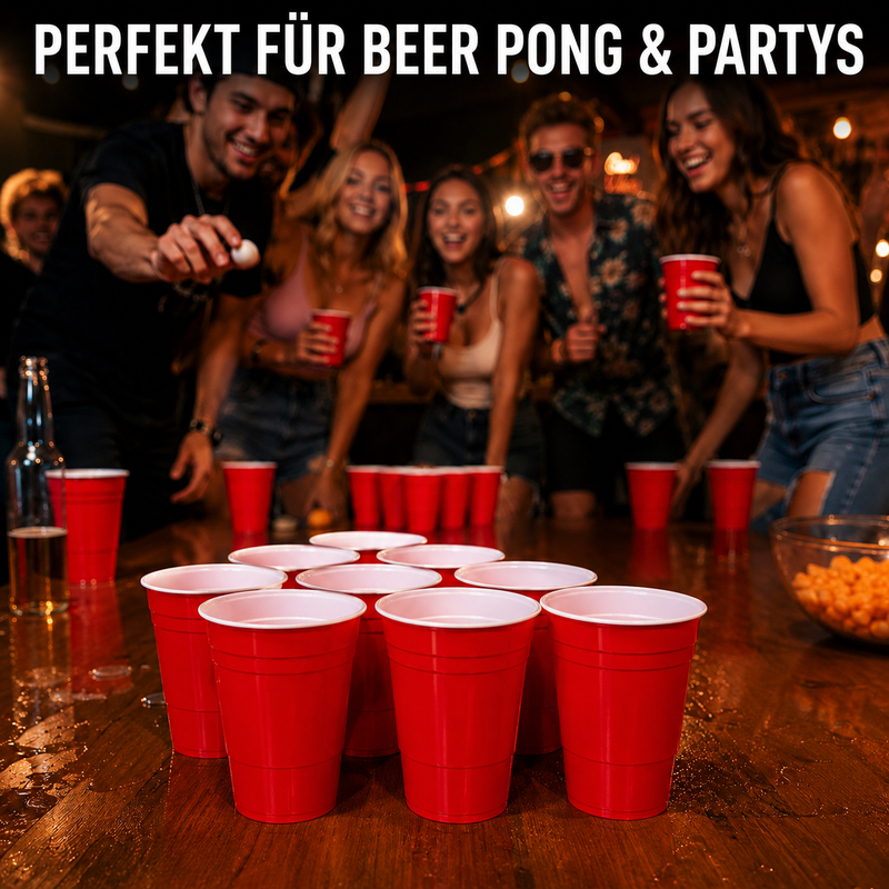 MYBEERPONG® Beer Pong Mehrwegbecher Rot (20x)
