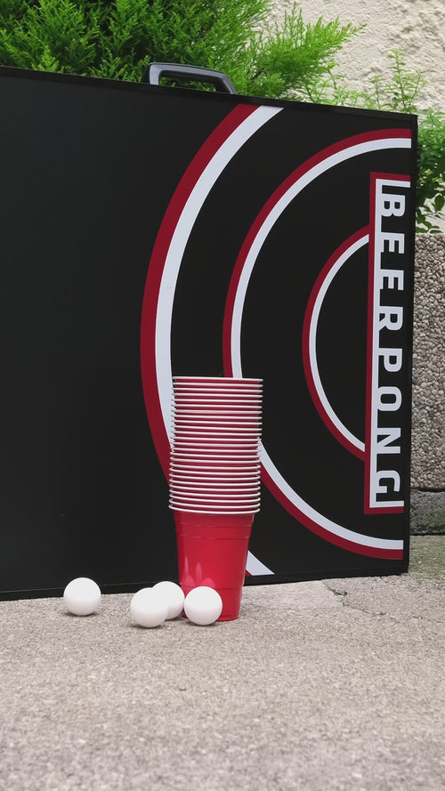 RedCupShop Beer Pong Tisch Set 'OG Red' inkl. 50 Bechern & 8 Bällen