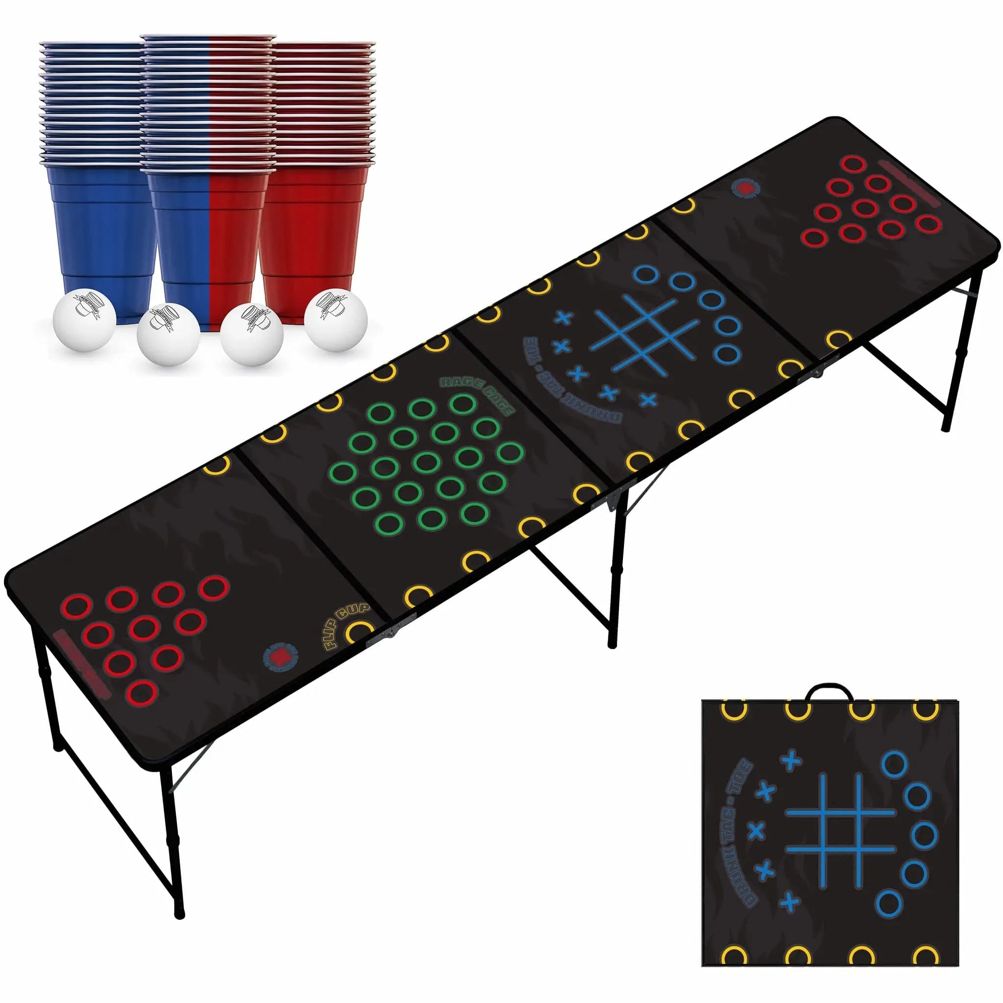 RedCupShop Beer Pong Tisch Set "Multigame" inkl. 50 Becher & 8 Bälle