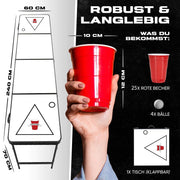RedCupShop Beer Pong Tisch Set "Zum Selbst Gestalten" inkl. 50 Becher & 8 Bälle