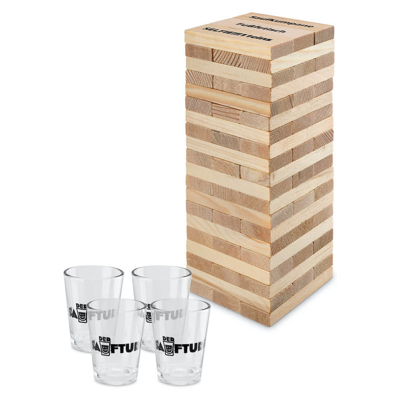 Trinkspiel 'Saufturm' inkl. 4 Shot Gläser