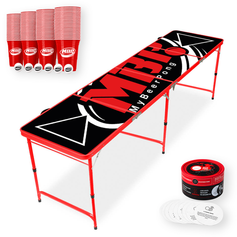 Beer Pong Tisch Set 'Turnier' inkl. 50 Bechern, 6 Bällen & Trinkspiel