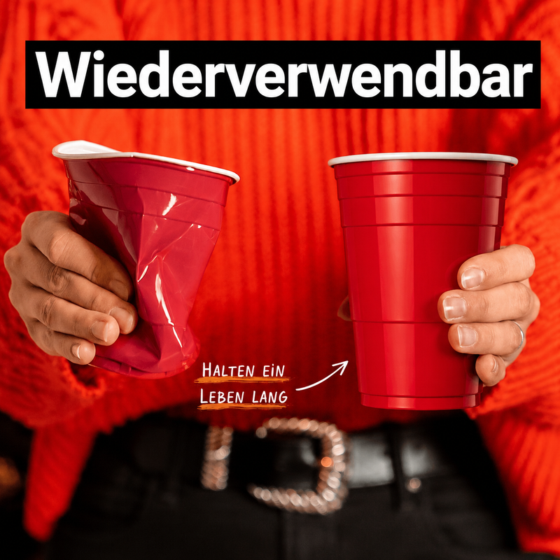 MYBEERPONG® Beer Pong Mehrwegbecher Rot (20x)
