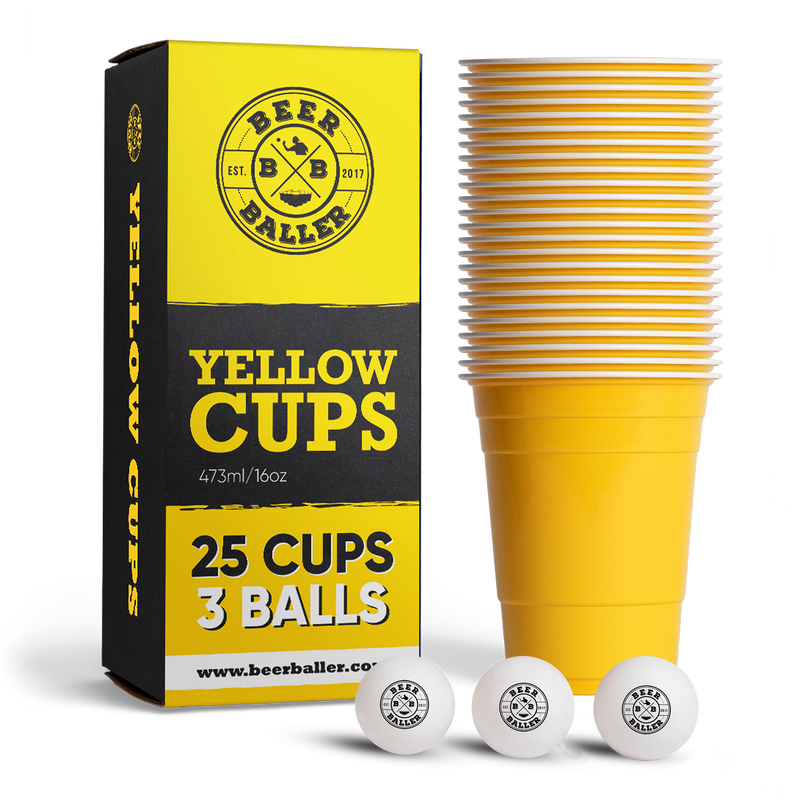 BeerBaller® Beer Pong Becher Set (25x inkl. 3 Bällen)